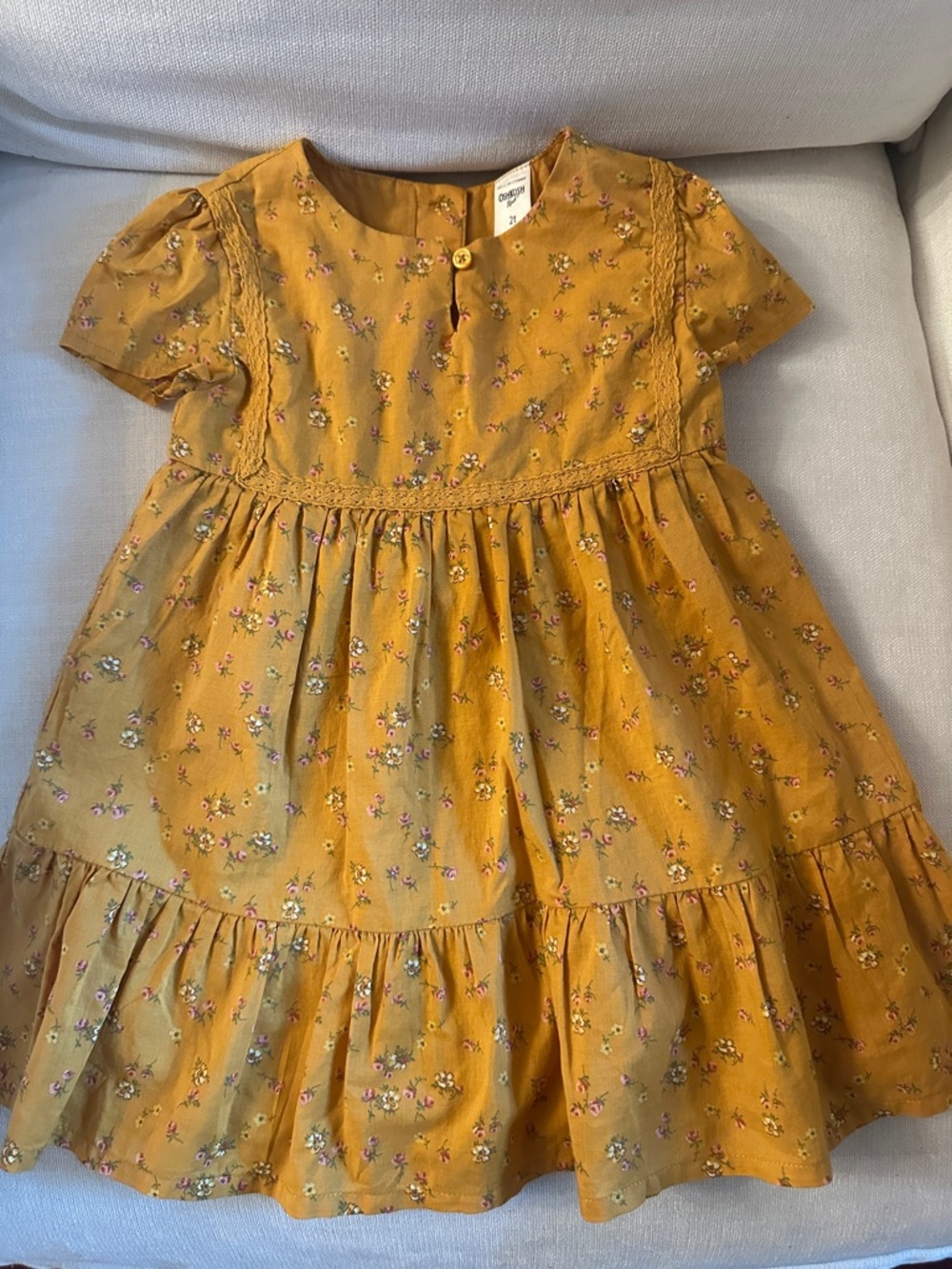 OshKosh B'gosh Mustard Floral Tiered Dress